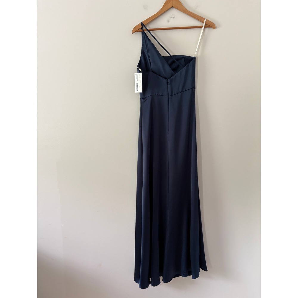 Jenny Yoo Jensen Dress 4 French Blue One Shoulder Satin Bridesmaid Gown NWT - Picture 5 of 16